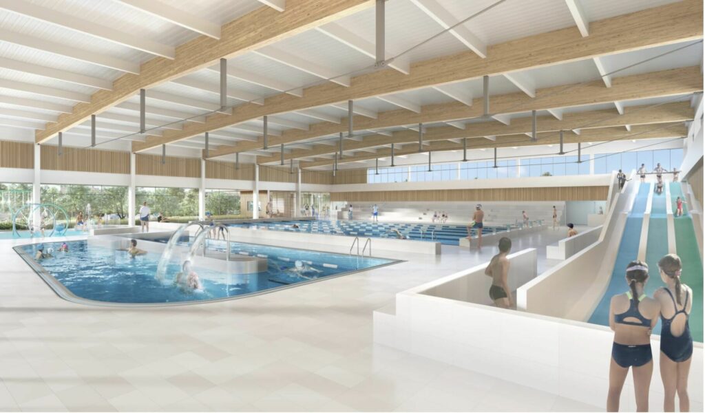 Niveau sonore et durée de réverbération dans une piscine couverte